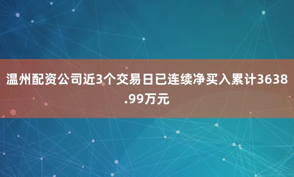 温州配资公司近3个交易日已连续净买入累计3638.99万元