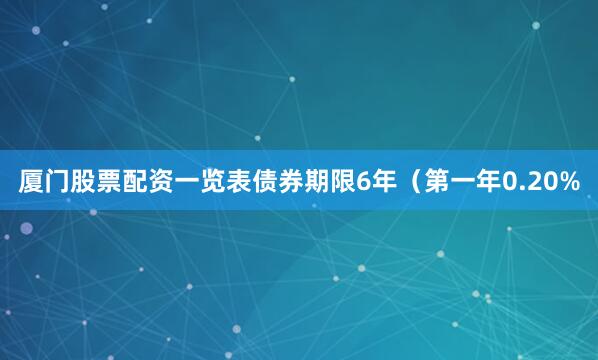 厦门股票配资一览表债券期限6年（第一年0.20%