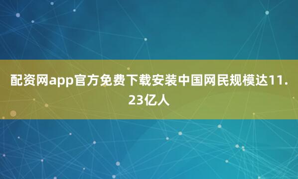 配资网app官方免费下载安装中国网民规模达11.23亿人